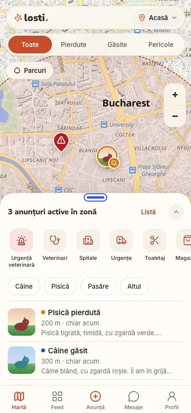 Harta Berry cu anunțurile active din zonă și o notificare nouă deasupra